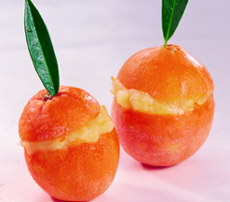 Appelsinsorbet i skaller