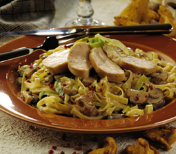 Pasta med kalkun og svampe
