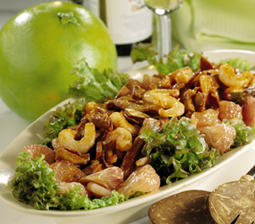 Salat med blækspruttter og rejer