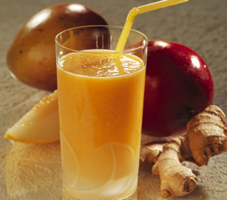 Mango-melondrik med frisk ingefær