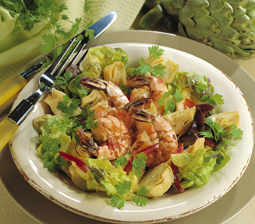 Artiskoksalat med store rejer