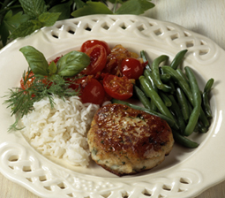Fiskekrebinetter med stegte tomater