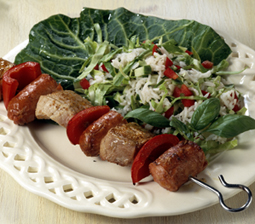 Grillspid med mørbrad og pølse