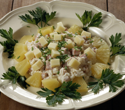 Kold rissalat med ost og ananas